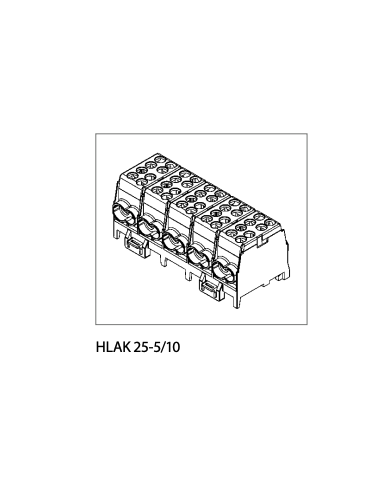 Morsettiera 5P per 10 x 1,5 - 25 mm² e 10 x 1,5 - 35 mm²