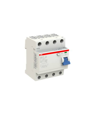 ABB F204A-63/0,3 Interruttore FI, 63A/0,3mA, 4-Poli ABB F204A-63/0,3 Interruttore FI, 63A/0,3mA, 4-Poli