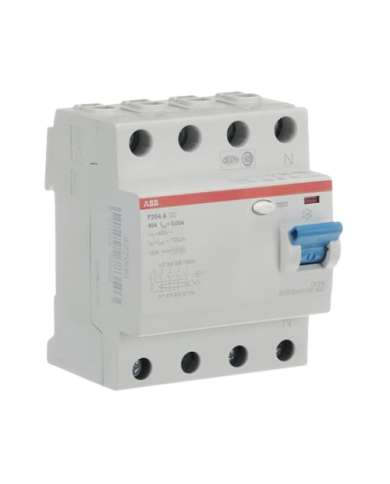 ABB F204 A-40/0,03 F204A-40/0,03 Dispositivo di corrente residua (RCD) 4P, Tipo A, 40A, 30mA 2CSF204101R1400 ABB F204 A-40/0,03 F204A-40/0,03 Dispositivo di corrente residua (RCD) 4P, Tipo A, 40A, 30mA 2CSF204101R1400