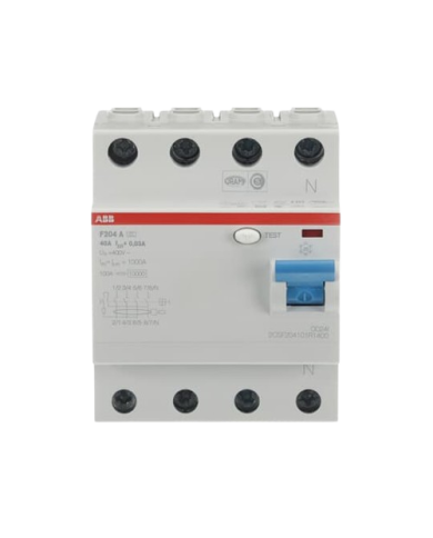 ABB F204 A-40/0,03 F204A-40/0,03 Dispositivo di corrente residua (RCD) 4P, Tipo A, 40A, 30mA 2CSF204101R1400 ABB F204 A-40/0,03 F204A-40/0,03 Dispositivo di corrente residua (RCD) 4P, Tipo A, 40A, 30mA 2CSF204101R1400