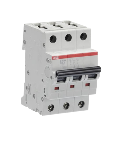 ABB S200M MCB Interruttore automatico miniaturizzato Tipo B, 3-pol 63A 440V, capacità di interruzione 10 kA System Pro M Compact ABB S200M MCB Interruttore automatico miniaturizzato Tipo B, 3-pol 63A 440V, capacità di interruzione 10 kA System Pro M Compact