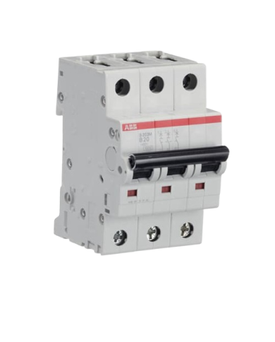 ABB S203M-B20 interruttore automatico 3P 20A Caratteristica B, 10 kA ABB S203M-B20 interruttore automatico 3P 20A Caratteristica B, 10 kA