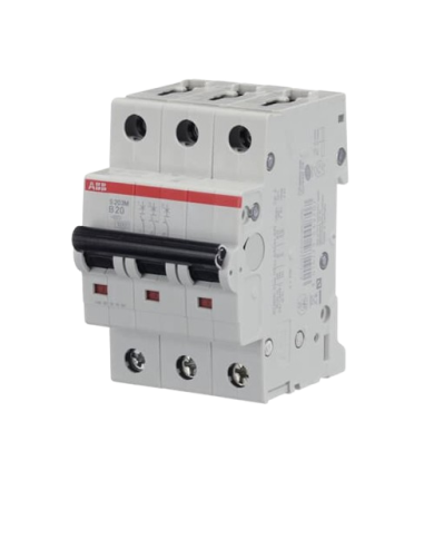 ABB S203M-B20 interruttore automatico 3P 20A Caratteristica B, 10 kA ABB S203M-B20 interruttore automatico 3P 20A Caratteristica B, 10 kA