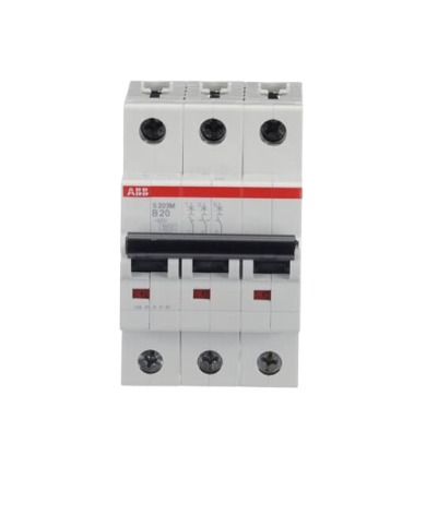 ABB S203M-B20 interruttore automatico 3P 20A Caratteristica B, 10 kA ABB S203M-B20 interruttore automatico 3P 20A Caratteristica B, 10 kA