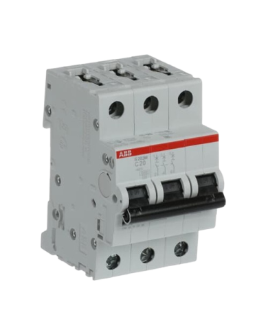 ABB S203M-C20 interruttore automatico 3P 20A Caratteristica C, 10 kA ABB S203M-C20 interruttore automatico 3P 20A Caratteristica C, 10 kA