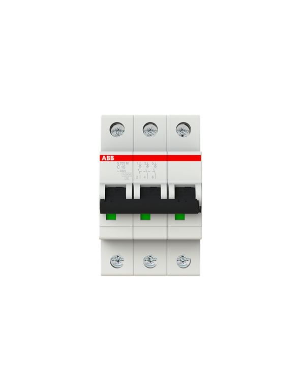 ABB S203M-C16 interruttore automatico 3P 16A Caratteristica C, 10 kA ABB S203M-C16 interruttore automatico 3P 16A Caratteristica C, 10 kA