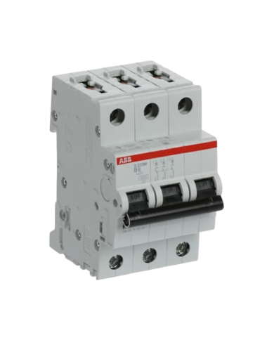 ABB S203M-B6 interruttore automatico 3P 6A Caratteristica B, 10 kA ABB S203M-B6 interruttore automatico 3P 6A Caratteristica B, 10 kA