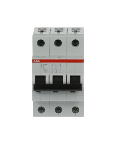 ABB S203M-B6 interruttore automatico 3P 6A Caratteristica B, 10 kA ABB S203M-B6 interruttore automatico 3P 6A Caratteristica B, 10 kA