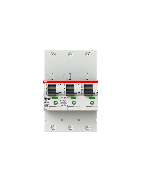 ABB S751/3DR-E40 Interruttore automatico principale, selettivo, 40 A, 3 x 1 polo